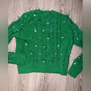 MINKPINK Emerald Green Textured Crewneck Sweater